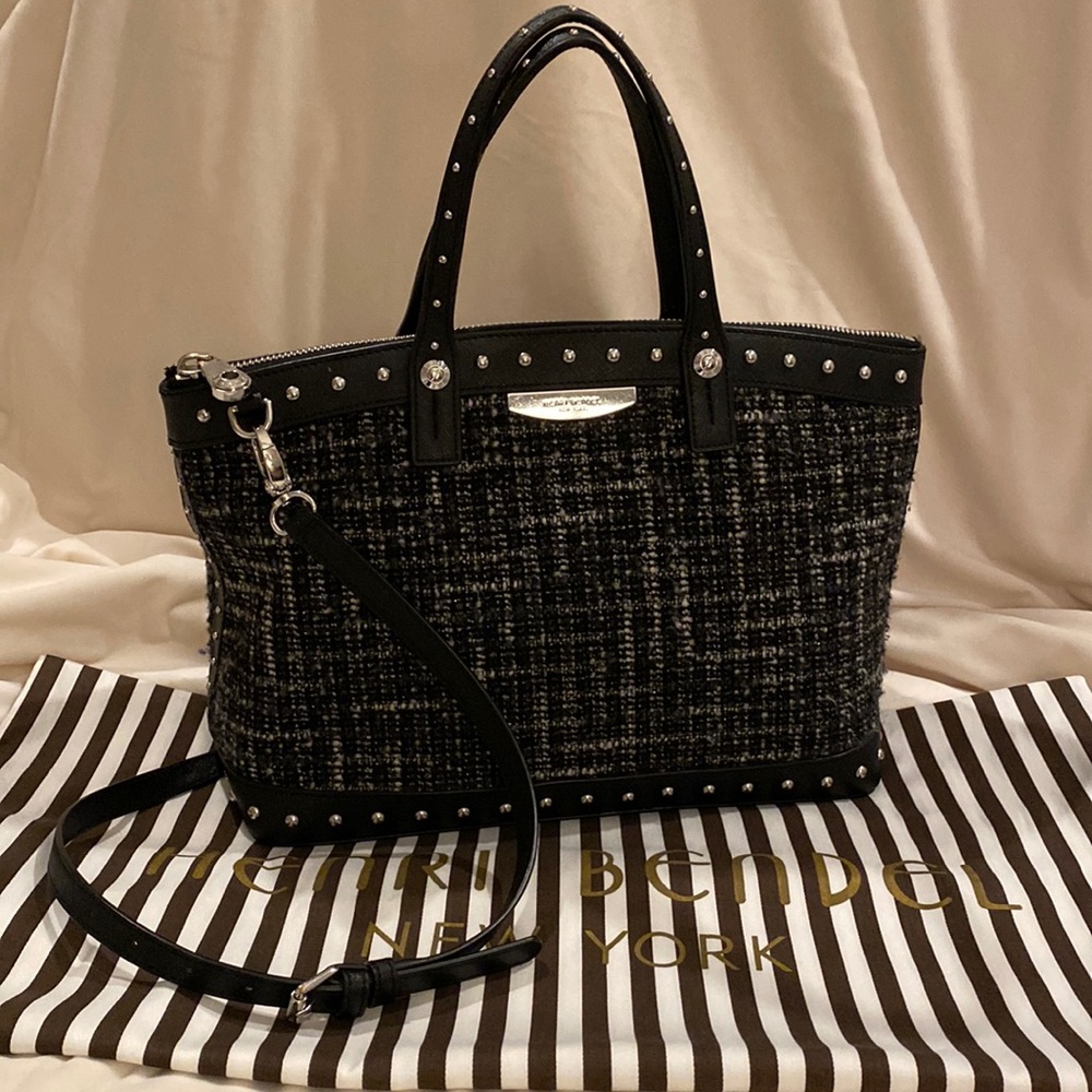 Henri Bendel Studded Tweed West 57th Satchel / Bag